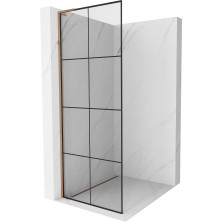 Mexen Kioto L Walk-in sprchová stěna 70x200 cm, černý vzor, růžové zlato 800-070-103-60-77