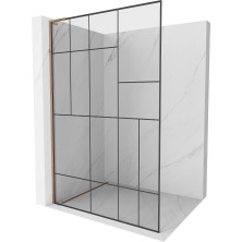 Mexen Kioto L Walk-in sprchová stěna 70x200 cm, černý vzor, růžové zlato 800-070-103-60-78