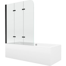 Mexen Cube vana 170x80cm panel + zástěna 120 cm, průhledná, černá 550517080X9012037000