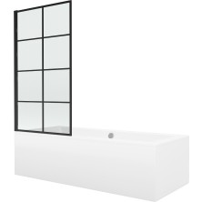 Mexen Cube vana 170x80 cm s panelem a zástěnou 70 cm, černý fix vzor 550517080X9307007077