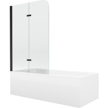 Mexen Cubik vana 150x70cm panel + zástěna 100 cm, průhledná, černá 550315070X9010027000