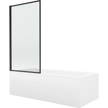 Mexen Cubik vana 150x70 cm s panelem a zástěnou 70 cm, černý fix vzor 550315070X9307007070