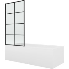 Mexen Vega vana 150x70 cm s panelem a zástěnou 70 cm, černý fix vzor 550115070X9307007077