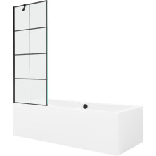 Mexen Cube vana 170x80 cm s panelem a zástěnou 70 cm, černý vzor 550517080X9507007077