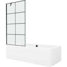 Mexen Cube vana 170x80 cm s panelem a zástěnou 90 cm, černý vzor 550517080X9509007077