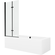 Mexen Cube vana 170x80cm panel + zástěna 80 cm, průhledná, černá 550517080X9208027000