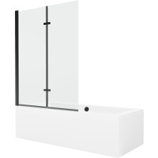 Mexen Cube vana 170x80cm panel + zástěna 120 cm, průhledná, černá 550517080X9212027000