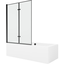 Mexen Cube vana 170x80 cm s panelem a zástěnou 120 cm, černý vzor 550517080X9212027070