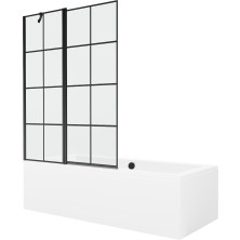 Mexen Cube vana 170x80 cm s panelem a zástěnou 120 cm, černý vzor 550517080X9412117077