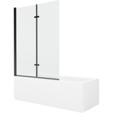 Mexen Cubik vana 150x70cm panel + zástěna 120 cm, průhledná, černá 550315070X9212027000