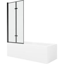 Mexen Cubik vana 150x70 cm s panelem a zástěnou 80 cm, černý vzor 550315070X9208027070