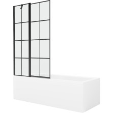 Mexen Cubik vana 150x70 cm s panelem a zástěnou 100 cm, černý vzor 550315070X9410117077