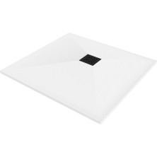 Mexen Stone+ čtvercová kompozitová vanička 100x100 cm, bílá, černý potah 44101010-B